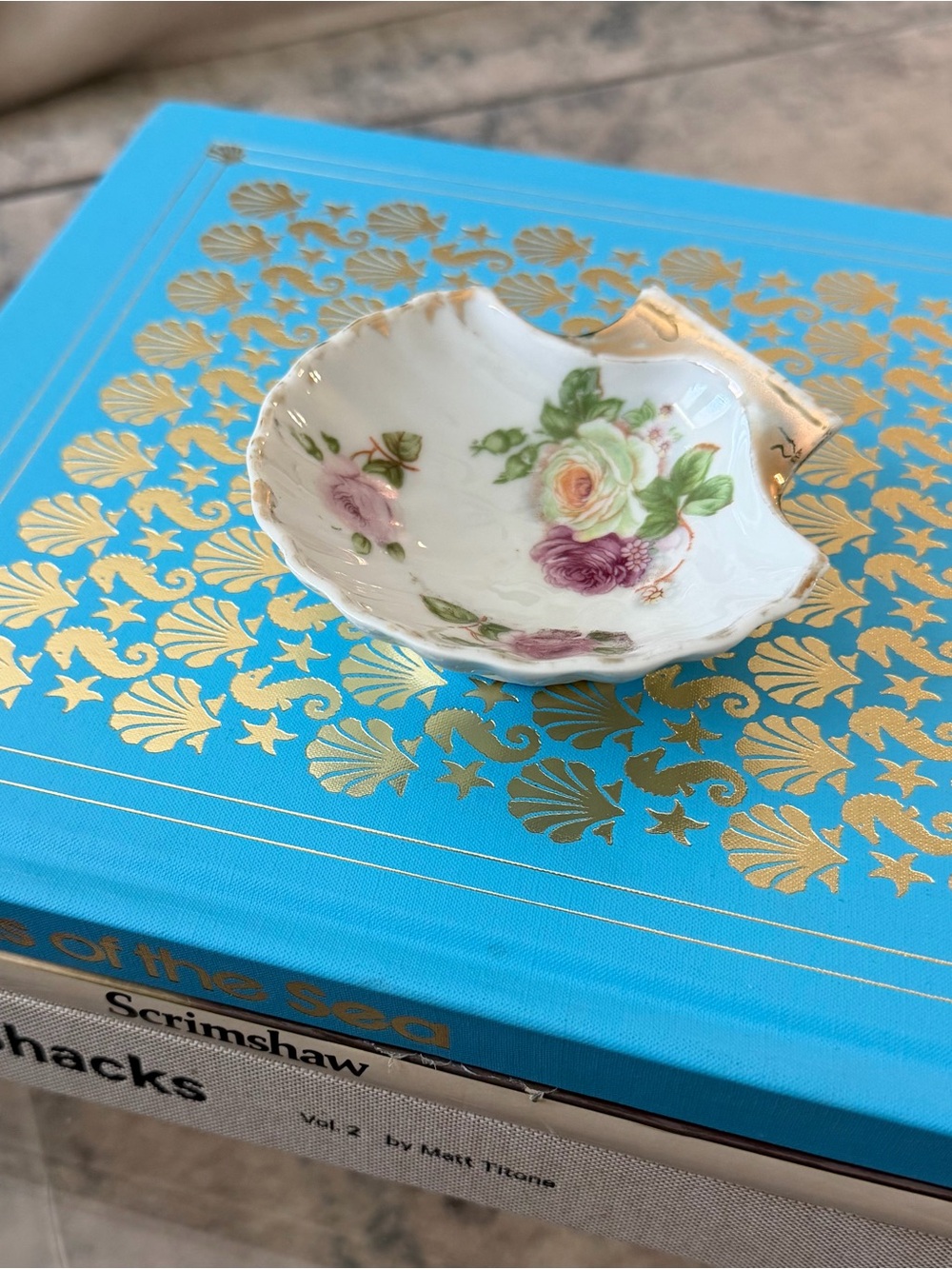Vintage Berkshire Fine China Porcelain Floral Seashell Trinket Dish